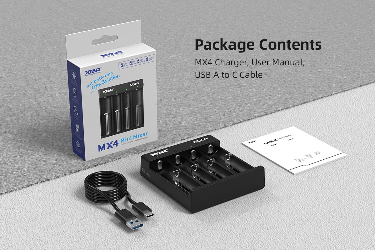 Cargador XTAR MX4 contenido